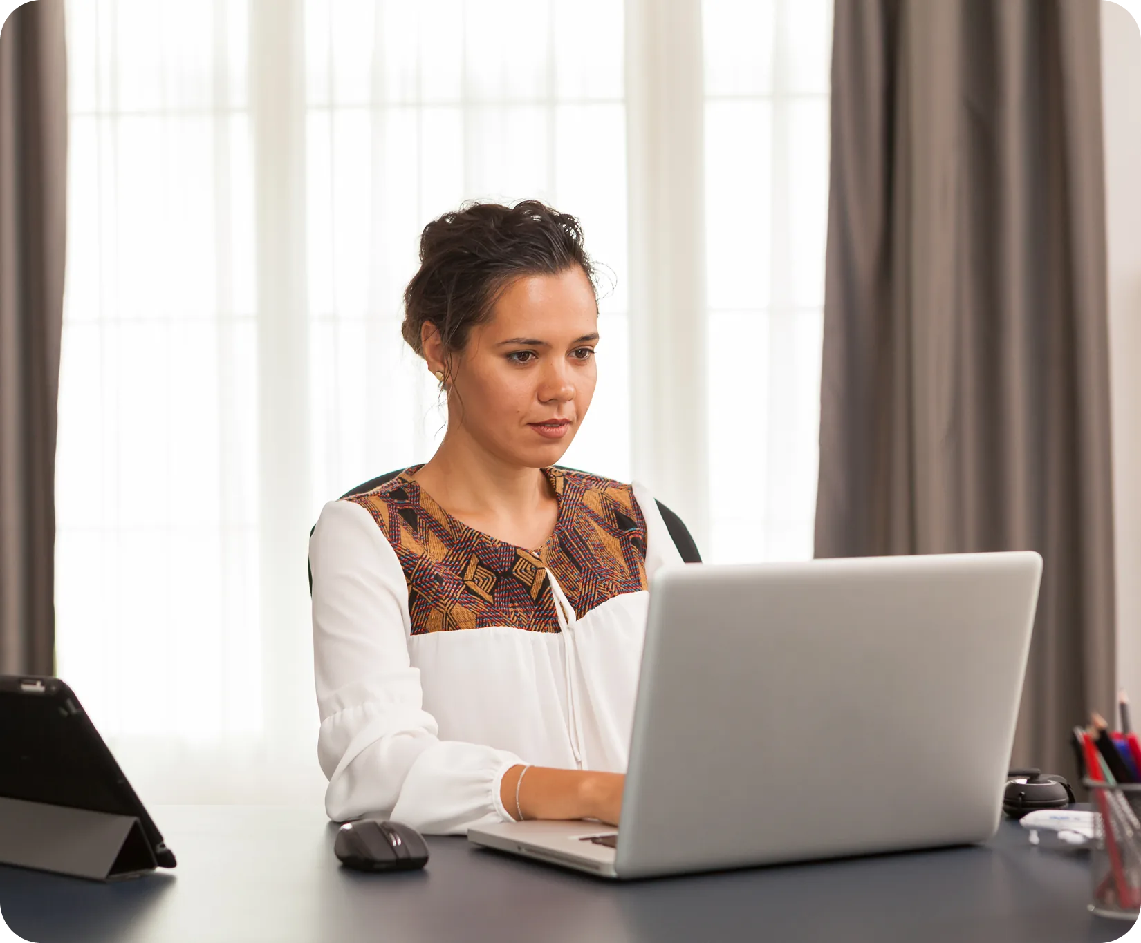 Woman working on laptop